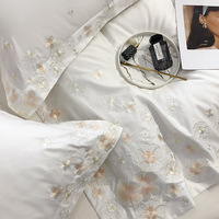 Parure de lit de luxe en coton brodé à motif floral, vente en gros d'usine, comprenant draps et housses de couette