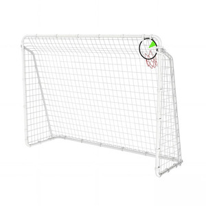 Portería de Fútbol de Malla Metálica Blanca con Aro y Conos, Equipo Deportivo Multifuncional Móvil, Ecológico, Marca MQ - Product Image 5