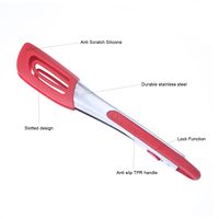 Pinces de service pour desserts 10 pouces en silicone et acier inoxydable avec verrouillage, ustensile de cuisine, outils de cuisson, pinces de service pour barbecue et buffet