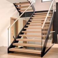 Escaliers en bois de chêne rouge et de noyer pour villa à domicile, prix compétitif, marches en bois, marches d'escalier