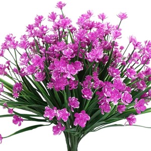 Bouquet d'herbe jaune artificielle de printemps 30cm-100cm, fleurs en plastique pour décoration extérieure - Product Image 5