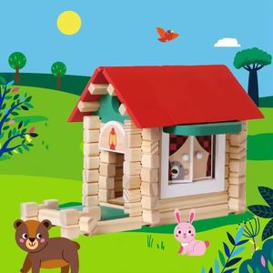 Intelligent Wood Construction <b>Set</b> Mortise Tenon <b>Building</b> <b>Blocks</b> DIY Wooden Home <b>Block</b> - Product Image 3