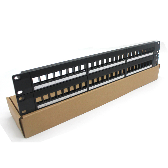 24-Port Blank CAT7 RJ45 Patch Panel Without Keytone Jack for Networking Applications