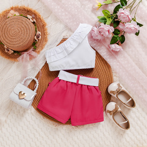 ชุดเด็กผู้หญิงฤดูร้อน 2026 เสื้อผ้าเด็กน่ารัก เสื้อเปิดไหล่ กางเกงขาสั้น ชุดสองชิ้น เสื้อผ้าเด็กสไตล์เกาหลี - Product Image 3