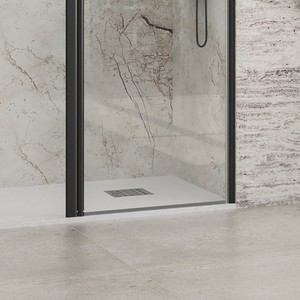 Kamalu KPX4000N Porta Doccia Moderna Senza Telaio 100-105cm Apertura a Perno con Cerniere Spessore 10mm Ottone Nero Acciaio Inox per Bagno Hotel - Product Image 5