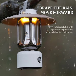 Lanterne de camping <span class=keywords><strong>LED</strong></span> vintage mini <span class=keywords><strong>rechargeable</strong></span>, étanche IPX4, 2500 mAh, lumière d'ambiance pour tente, pour l'extérieur et comme cadeau - Product Image 2