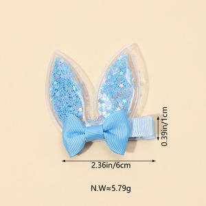 Venta caliente Pascua lentejuelas dulce bebé Orejas de conejo horquillas anudadas horquillas para fiesta de Pascua vacaciones Festival decoración suministros - Product Image 5