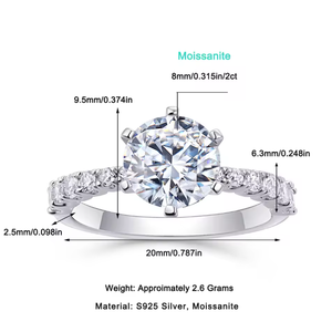 Anillo de compromiso de moissanita con halo de plata 925 chapado en oro de 18K 2026ZP con incrustaciones laterales y accesorio de regalo - Product Image 4