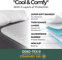 Protège-matelas imperméable et super absorbant en bambou organique, lavable, pour le lit, l'incontinence, les couches, super