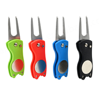 Offre Spéciale noir pliable nettoyant magnétique rétractable Swith lame accessoires de Golf réparation de Golf divot pas fourche Golf divot outil