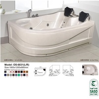 GUCI Jets de massage Baignoires 2 Adultes Oreiller Salle de bain Coin intérieur Baignoire à remous Acrylique Table de massage moderne 5 ans