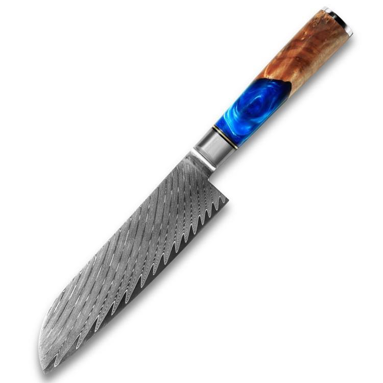 7"santouku knife  blue