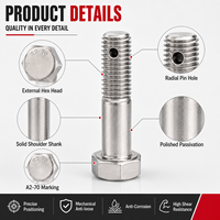 Baut Bahu Hexagonal Baja Tahan Karat A2-70 Dengan Lubang Pin Cotter Pin Anti-longgar Ulir Kanan Pengikat Presisi