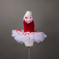 Costume de danse pour filles, tutu de danse rouge à fleurs, tenue de danse, robe de danse de ballet