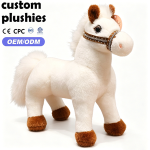 Cavallo di Peluche Bianco Realistico a Prezzo di Fabbrica, Realizzato in Tessuto Morbido e Delicato sulla Pelle, con Capezza, Regalo per Amanti dei Cavalli - Product Image 1