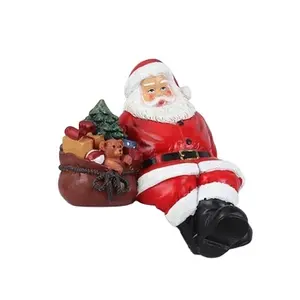 Factory Customized Funny Christmas Gift Resin Santa Claus Statue Father Christmas Figurines For Collectible