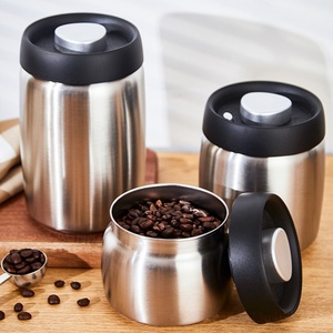 Barattolo <span class=keywords><strong>per</strong></span> la conservazione del caffè <span class=keywords><strong>sottovuoto</strong></span> con meccanismo di chiusura a pressione, contenitore <span class=keywords><strong>per</strong></span> chicchi di caffè in acciaio inossidabile 304 - Product Image 2
