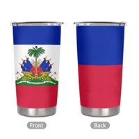 Gobelet isotherme en acier inoxydable de 20 oz, avec drapeau national d'Haïti, design personnalisé, tasse à couvercle à vis anti-fuite pour la maison, le bureau et l'usage quotidien