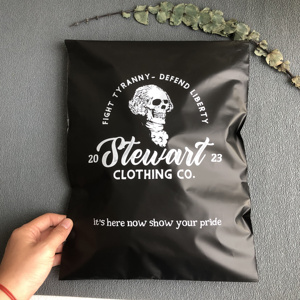Faible MOQ, sacs d'expédition biodégradables blancs, logo argenté personnalisé, enveloppes en polyéthylène, emballages en plastique, sacs pour vêtements - Product Image 4