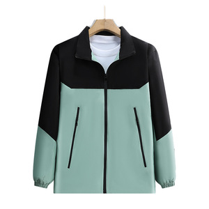 Waterproof Antistatic Work <b>Jacket</b> Color Blocked Stand Collar Loose Fit Unisex Outdoor Apparel - Product Image 3