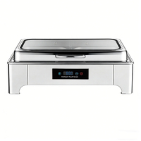 Chafing Dish aus Edelstahl mit Elektrischer Heizung, Silberner Speisewärmer für Buffet, Hotel, Restaurant und Hochzeiten