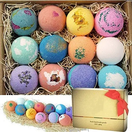 Vente en gros de boules de bain rondes, paquet de 12, ensemble-cadeau de détente, colorants solubles dans l'eau, Mini bombe de bain à bulles 2000 60-200g