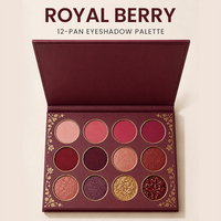 Produits de maquillage OEM ODM, palette de fards à paupières 12 couleurs Royal Berry, mat, pailleté, haute pigmentation, longue tenue, multidimensionnel