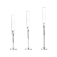 Fabrication directe, centre de table pour les fêtes, porte-bougie en verre cristal transparent en forme de pilier cylindrique, vente en gros pour mariage