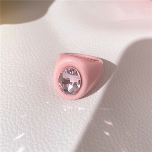 <span class=keywords><strong>2022</strong></span> nouvelles bagues en résine multicolores pour femmes, strass ovales géométriques, acrylique, grosse bague, bijoux mignons - Product Image 6