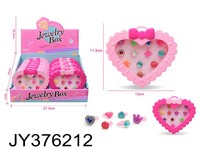 Ensemble de bagues à bijoux pour enfants pour petites filles couronne en plastique fruits sucettes glacées gemmes bagues à bijoux en boîte