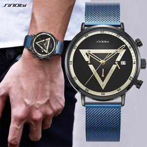 Reloj de Pulsera de Cuarzo Multifunción para Hombre, Diseño Creativo con Esfera Triangular Invertida, Segundero Pequeño, Correa de Malla de Acero - Product Image 1