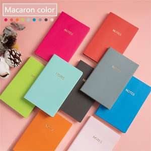 Cuaderno A6 Student-Aware con cubierta de cuero PU de color macarrón, material escolar necesario del proveedor, encuadernación de costura - Product Image 2