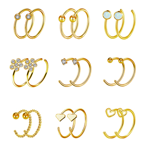 Non Tarnish Hypoallergenic Jewelry Faux Piercing Jewelry Stainless Steel <strong>Lip</strong> Septum Piercing Hoop Nose Ring - Product Image 2