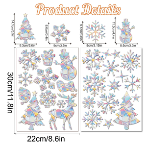 Pegatinas de Vinilo Adhesivas de Navidad con Corte Kiss-Cut, Efecto Arcoíris Prisma, para Vidrio Estático, Impermeables, Adhesivos Prismáticos para Ventanas, Atrapasoles - Product Image 6