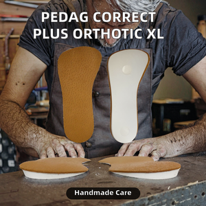 Pedag Correct Plus |   Oversupinators allemands faits à la main, de longueur 3/4, à talon compensé |   Orthèses en cuir tanné végétal et caoutchouc, 1 paire - Product Image 2