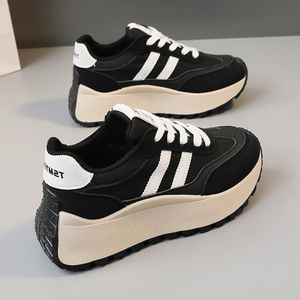 BN002 Baskets rehaussées décontractées pour femmes, plateforme mode printemps-automne, style sportif, bout rond, design respirant pour étudiantes - Product Image 4