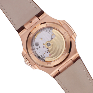 Montre-bracelet de luxe pour homme, automatique, mécanique, boîtier en acier inoxydable, cristal saphir, bracelet en cuir de crocodile marron, date par aiguille - Product Image 5