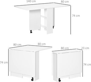 Table <span class=keywords><strong>console</strong></span> blanche <span class=keywords><strong>extensible</strong></span> table à manger carrée pliable sur roulettes avec étagère de <span class=keywords><strong>rangement</strong></span> - Product Image 5