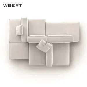 WBERT定制双面简约方形组合豆腐块沙发网红色大家族大师设计客厅
