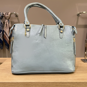 BS INTERNATIONAL Bolso de Mano de Cuero Genuino Hecho a Mano con Cierre de Cremallera, Correa de Hombro Extraíble, Impermeable, Plegable, Ligero y Grande - Product Image 2