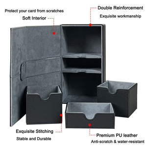 Boîte de rangement double tiroir premium avec plateau à dés - Contient plus de 200 cartes - Étui double à clapet pour MTG Commander <span class=keywords><strong>Pokémon</strong></span> - Logo personnalisé OEM - Product Image 2
