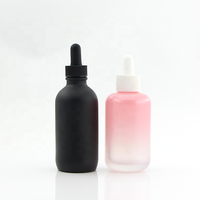 Pipette compte-gouttes en verre transparent avec bouchon à vis noir côtelé et bulbe 13mm 18mm 20mm 22mm 24mm pour l'emballage de bouteilles d'huile