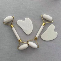 Meilleures ventes e-commerce transfrontalier : Planche et plaque de Gua Sha en jade blanc naturel, Rouleaux standard double-face, Outil de Gua Sha à rouler