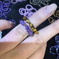 Cuentas de 3mm Precio al por mayor Anillos de amatista Anillos ajustables de dedo elástico para regalo