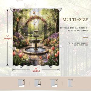 Fantasy Garden 3D Shower <b>Curtain</b> Rustic Flower <b>Butterfly</b> Forest Nature Landscape Country Farmhouse Bathroom Home Decor Stock - Product Image 5
