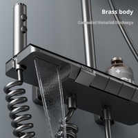 Ensemble de douche numérique OEM ODM avec affichage numérique, 4 fonctions, finition bronze, pommeau de pluie, douchette à main, jets latéraux, eau chaude et froide, vente en gros