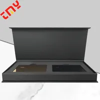 Logo personnalisé de luxe noir double trou carte de crédit bancaire en métal magnétique emballage de boîte-cadeau