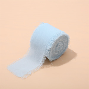 Nouveau produit 4CM * 5M/rouleau fait à la main fleur emballage frange boîte-cadeau décoration nue bords usés mousseline de soie ruban de soie rouleau pour mariage - Product Image 5