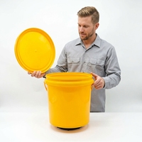Seaux en plastique cylindriques ovales avec couvercle et poignée, en PP, de 600 ml à 20 l, vente en gros d'usine