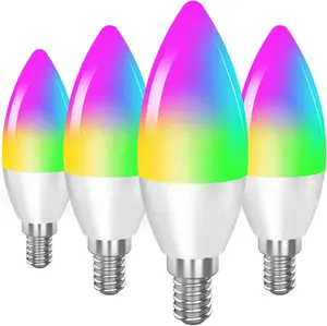 E14烛台发光二极管灯泡与Alexa谷歌家庭智能灯泡配合使用